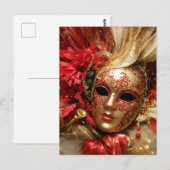 Postale Carte Décorative de Masque de Carnaval de Luxe (Devant / Derrière)