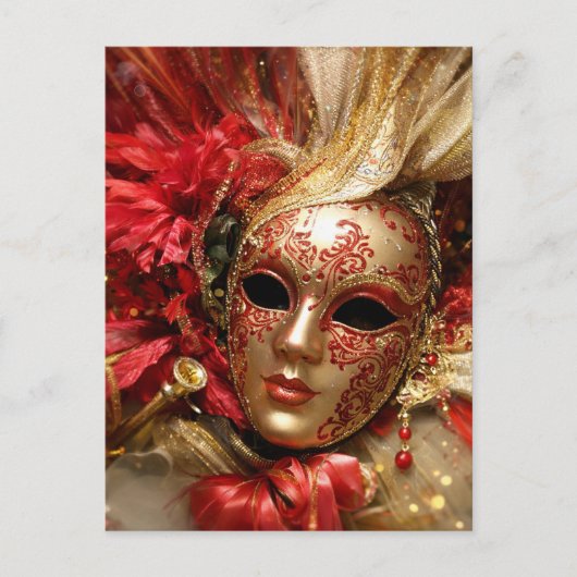 Postale Carte Décorative de Masque de Carnaval de Luxe (Devant)