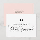 Postale Carte Demande Bridesman Nœud Ruban Noir (Devant / Derrière)