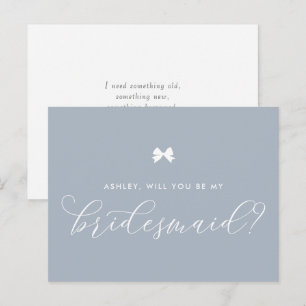 Postale Carte Demande Demoiselle d'Honneur Dusty Blue Bow