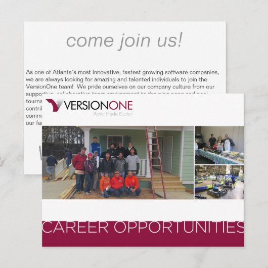 Postale Carte d'embauche VersionOne (Devant / Derrière)