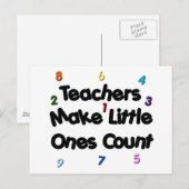 Postale Carte d'enseignant primaire (Devant / Derrière)