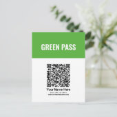 Postale Carte d'entrée de certificat de vaccin vert de cod (Debout devant)