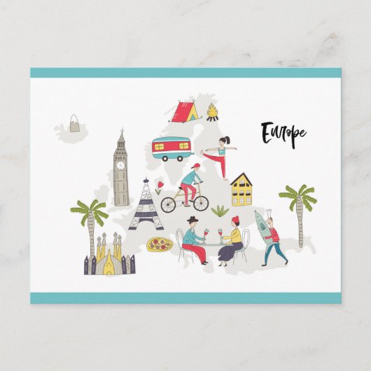 Postale Carte des activités en Europe (Devant)