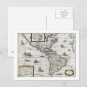 Postale Carte des Amériques, 1631 (gravure colorée) (Devant / Derrière)