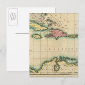 Postale Carte Des Antilles (Devant / Derrière)
