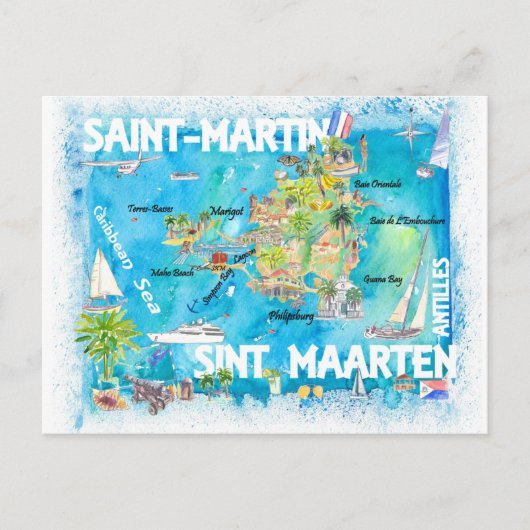 Postale Carte des Antilles Saint-Martin-Saint-Martin-Saint (Devant)