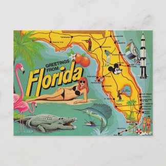 Postale Carte des attractions de Floride