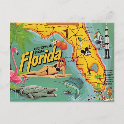 Postale Carte des attractions de Floride  (Devant)