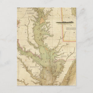 Postale Carte des baies Chesapeake et Delaware
