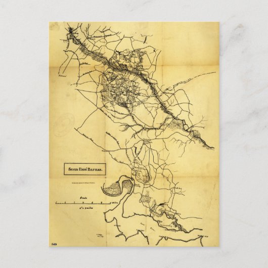 Postale Carte des batailles de sept jours de la guerre civ (Devant)