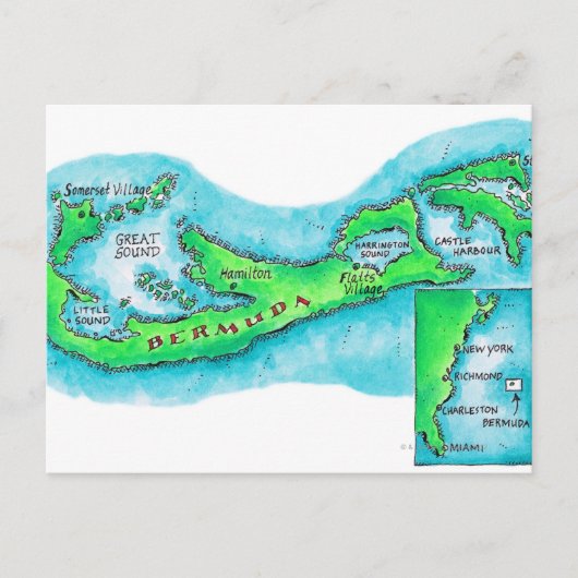 Postale Carte des Bermudes (Devant)