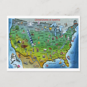 Postale Carte des caricatures des États-Unis