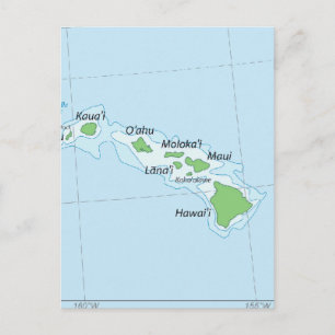 Postale Carte des chaînes de l'île d'Hawaii