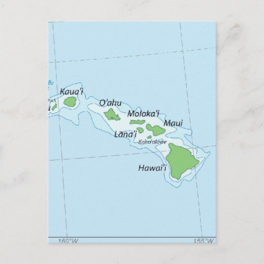 Postale Carte des chaînes de l'île d'Hawaii (Devant)