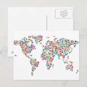 Postale Carte des chats de la carte du monde (Devant / Derrière)