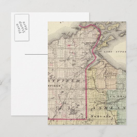 Postale Carte des comtés d'Ashland et de Bayfield (Devant / Derrière)