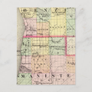 Postale Carte des comtés de Benzie et Manistee, Michigan