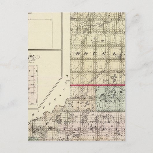 Postale Carte des comtés de Douglas et de Burnett (Devant)