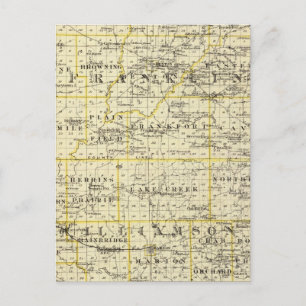 Postale Carte des comtés de Franklin et Williamson