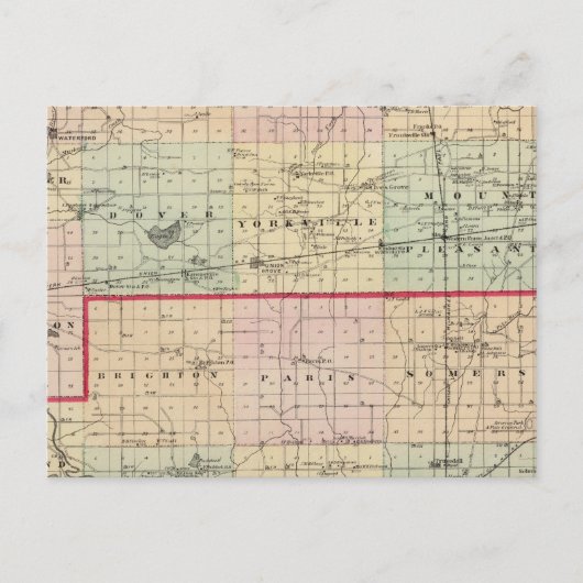 Postale Carte des comtés de Racine et Kenosha (Devant)