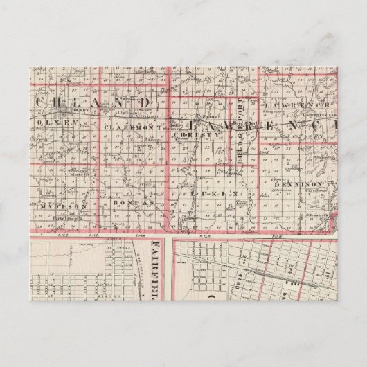 Postale Carte des comtés de Richland & Lawrence (Devant)