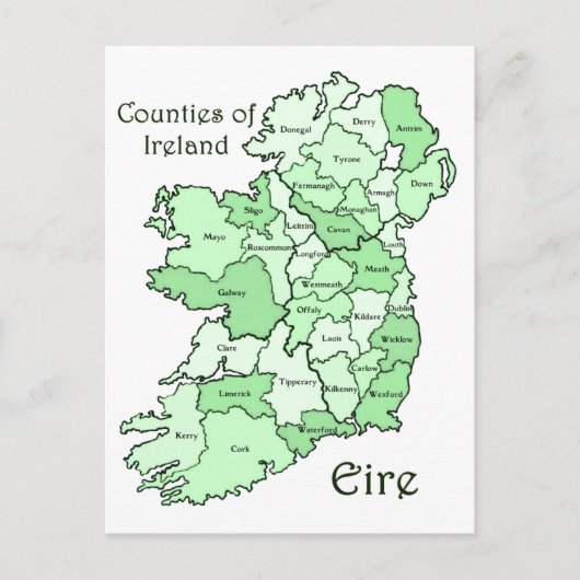Postale Carte des comtés d'Irlande (Devant)