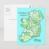 Postale Carte des comtés d'Irlande (Devant / Derrière)