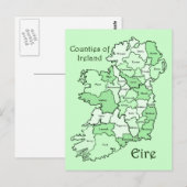 Postale Carte des comtés d'Irlande (Devant / Derrière)