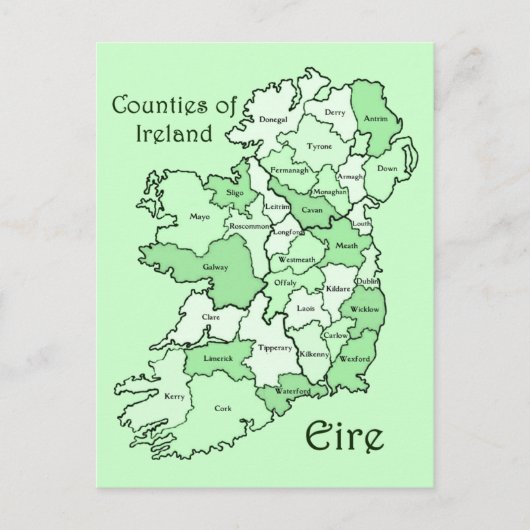 Postale Carte des comtés d'Irlande (Devant)