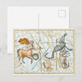 Postale Carte des constellations célestes vintages (Devant / Derrière)