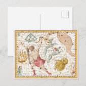Postale Carte des constellations célestes vintages (Devant / Derrière)