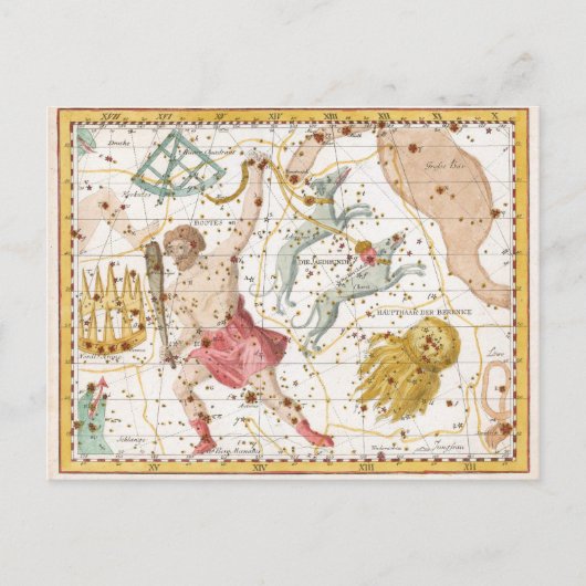 Postale Carte des constellations célestes vintages (Devant)