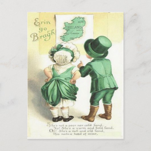 Postale Carte des enfants irlandais Erin Go Bragh (Devant)