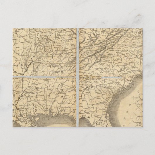 Postale Carte Des États Du Sud (Devant)