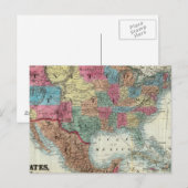 Postale Carte Des États-Unis, Canada, Mexique (Devant / Derrière)