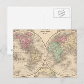 Postale Carte des hémisphères du monde par Mitchell (Devant / Derrière)