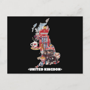 Postale Carte des icônes britanniques mignonnes Royaume-Un