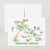 Postale Carte des îles Bahamas (Devant / Derrière)