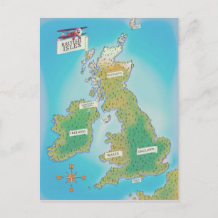 Postale Carte des îles britanniques (version vintage)