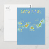 Postale Carte des îles Canaries (Devant / Derrière)