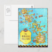 Postale Carte des îles d'Hawaii vintage (Devant / Derrière)