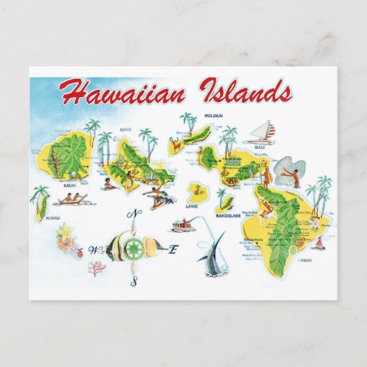 Postale Carte des îles hawaïennes (Devant)