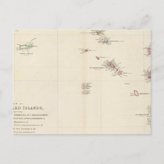 Postale Carte des îles Leeward (Devant)