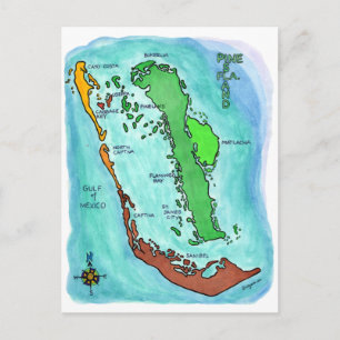 Postale Carte des îles Pine Island Sanibel Captiva Floride