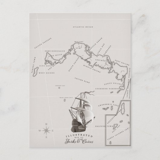 Postale Carte des îles Turques et Caïques (Devant)