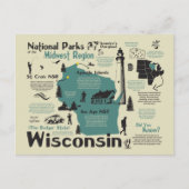 Postale Carte des parcs nationaux du Wisconsin (Devant)