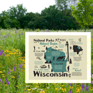 Postale Carte des parcs nationaux du Wisconsin