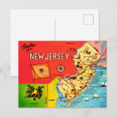Postale Carte des plages du New Jersey (Devant / Derrière)