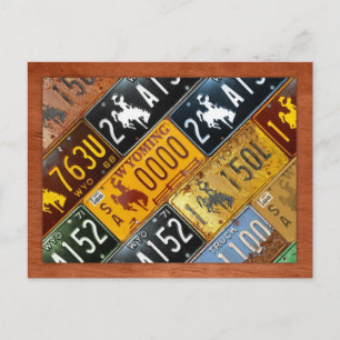 Postale Carte des plaques de licence de l'État du Wyoming